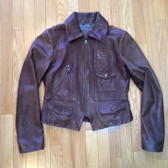 Banana Republic Genuine Leather Brown Jacket size medium - Picture 4 of 14